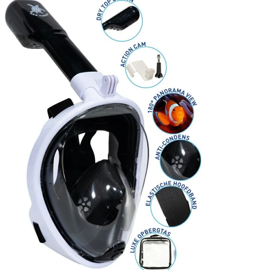 Zwemmen & Duiken-Sea Turtle snorkelmasker white black - S - M