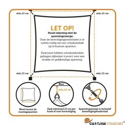 Shadow Comfort Vierkant schaduwdoek 400 x 400 cm sahara sand< Zonwering