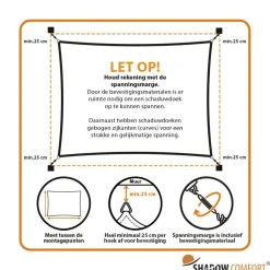Shadow Comfort Waterdicht rechthoek schaduwdoek 300 x 400 cm grey< Zonwering