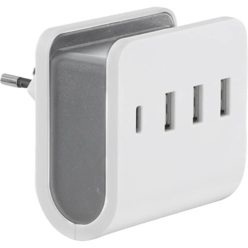 SHI USB 4x 4,8A wandoplader wit< Accu's & Batterijen