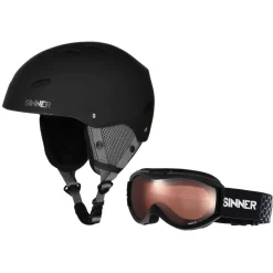 Skihelmen|Wintersport-Sinner Combi-pack BINGHAM skihelm met Toxic skibril matte black