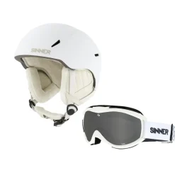 Skihelmen|Wintersport-Sinner Combi-pack CREST skihelm met Toxic skibril white