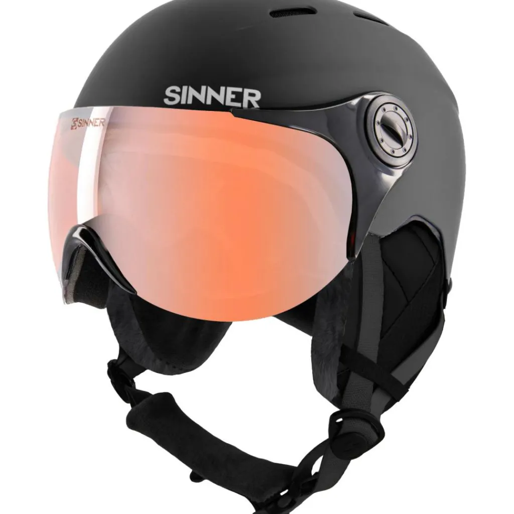 Sinner TYPHOON VISOR skihelm matte black red< Skihelmen|Wintersport