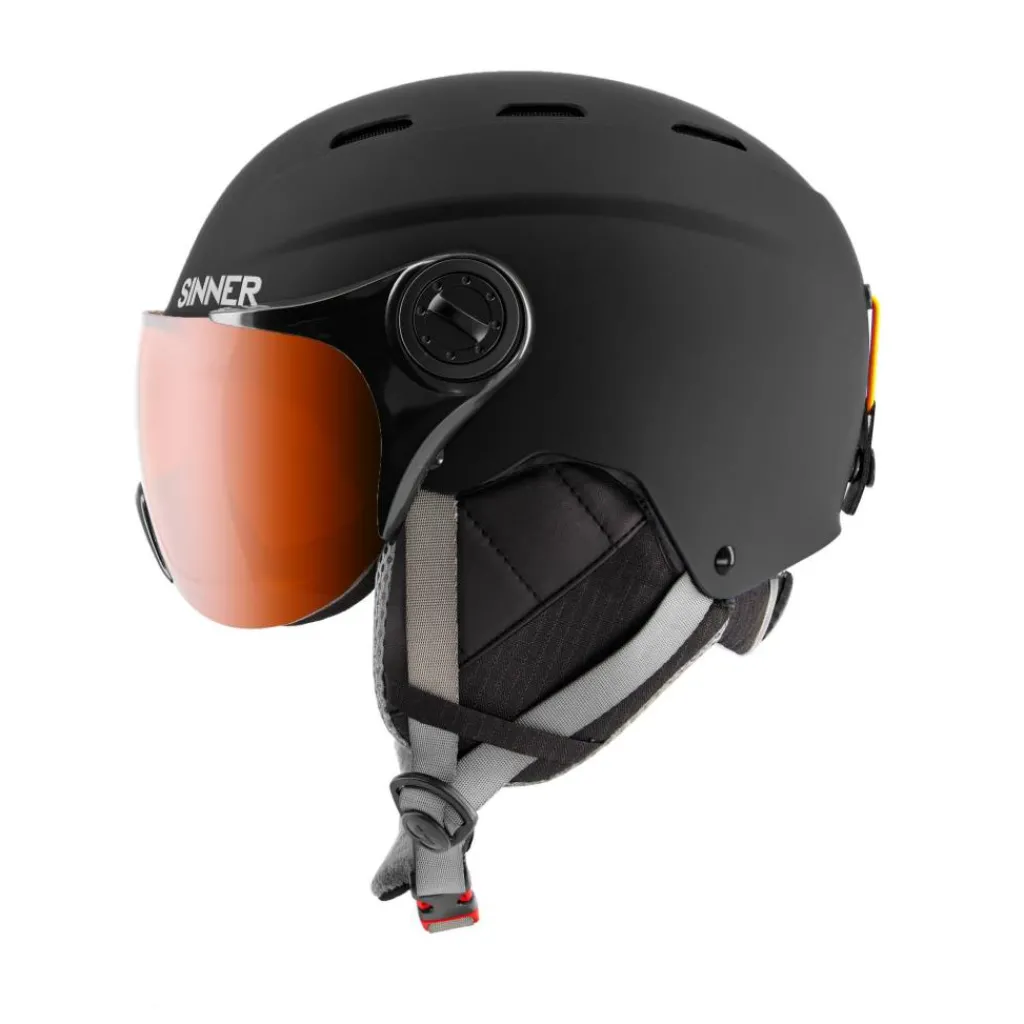 Sinner TYPHOON VISOR skihelm matte black red< Skihelmen|Wintersport
