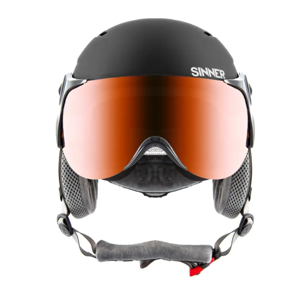Sinner TYPHOON VISOR skihelm matte black red< Skihelmen|Wintersport