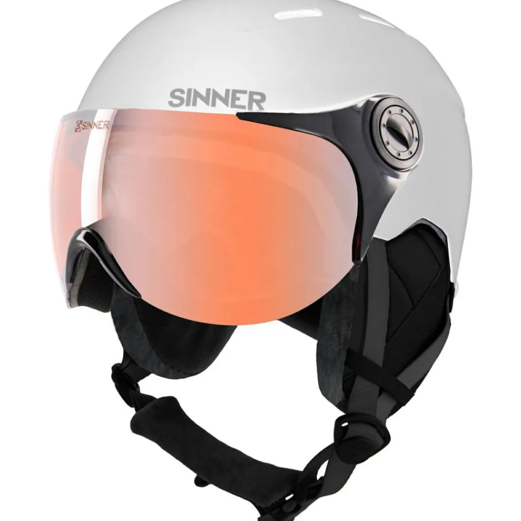 Skihelmen|Wintersport-Sinner TYPHOON VISOR skihelm matte white blue
