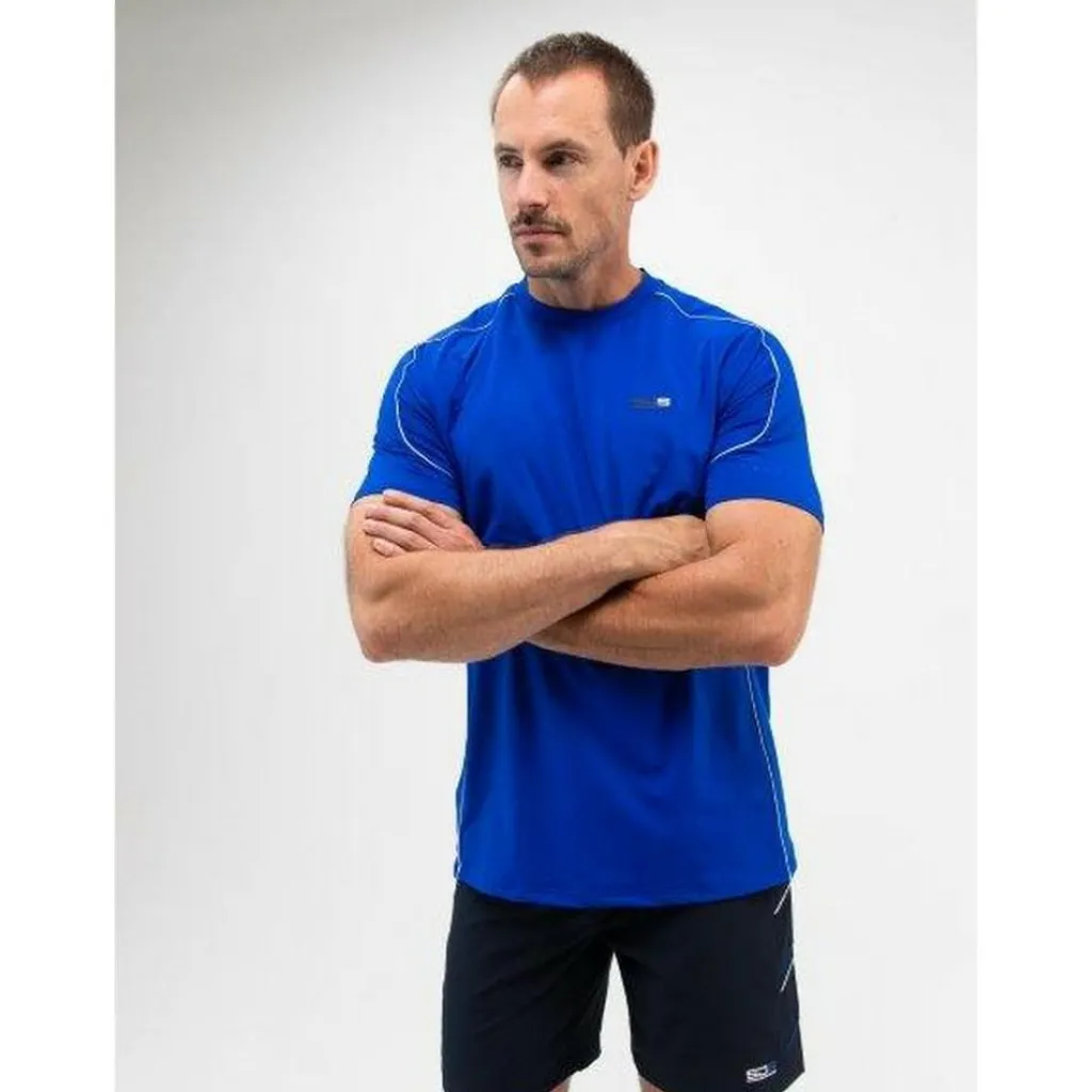 Tenniskleding-Sjeng Sports Brayen tennisshirt heren blue neon
