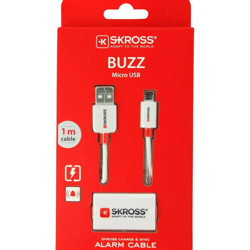 Kabels-SKROSS BUZZ Alarm Cable Micro USB kabel wit