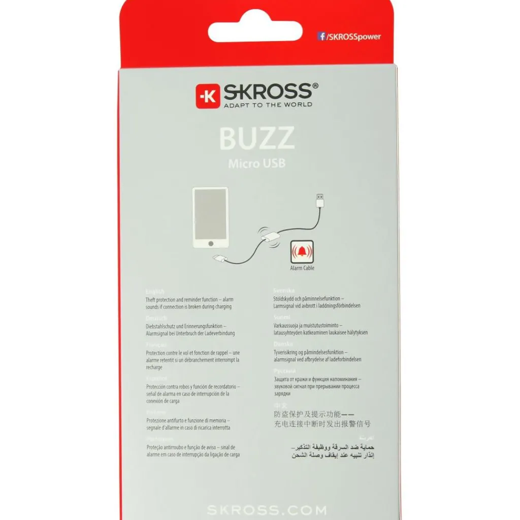 Kabels-SKROSS BUZZ Alarm Cable Micro USB kabel wit
