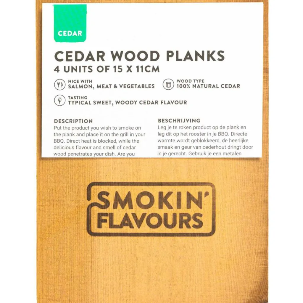Smokin' Flavours Cederhouten rookplank 4 stuks< Accessoires