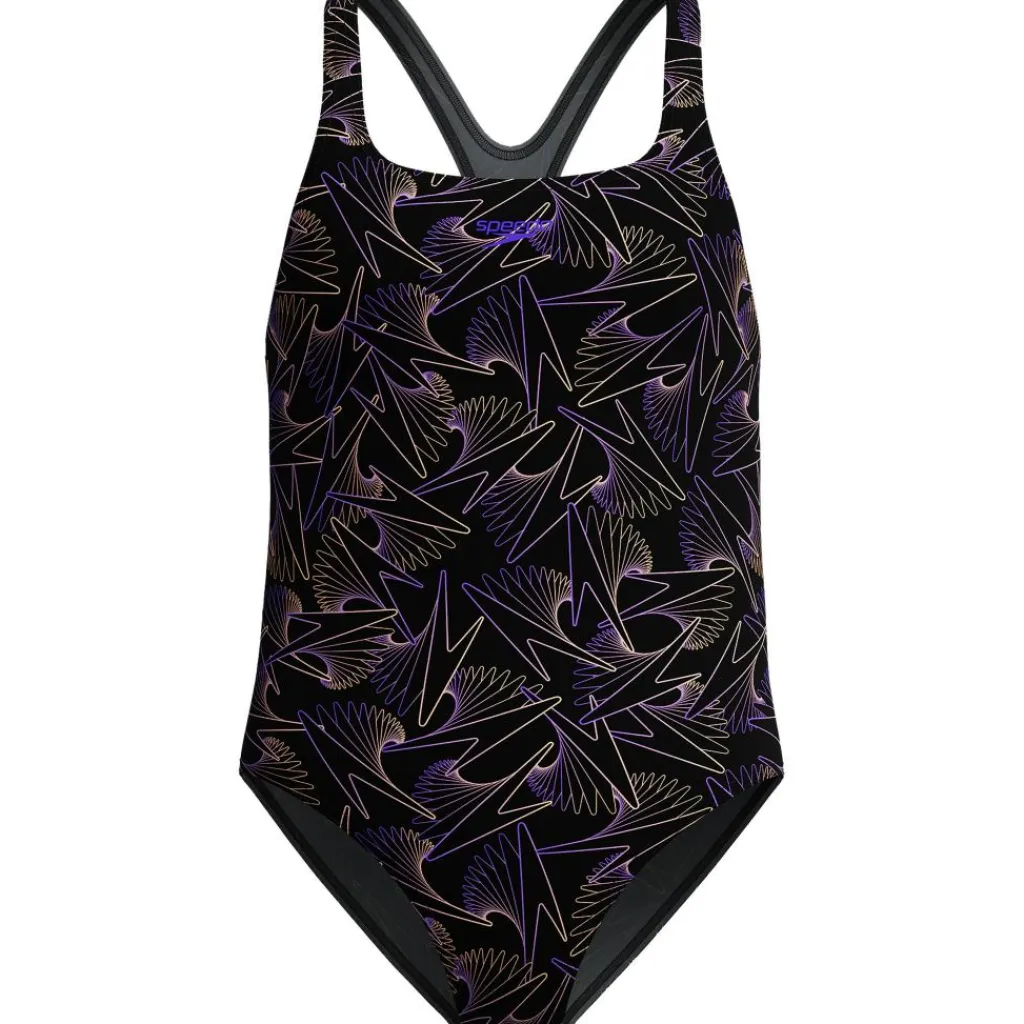 Speedo Hyperboom Medalist Allover Print badpak junior black peach< Badpakken