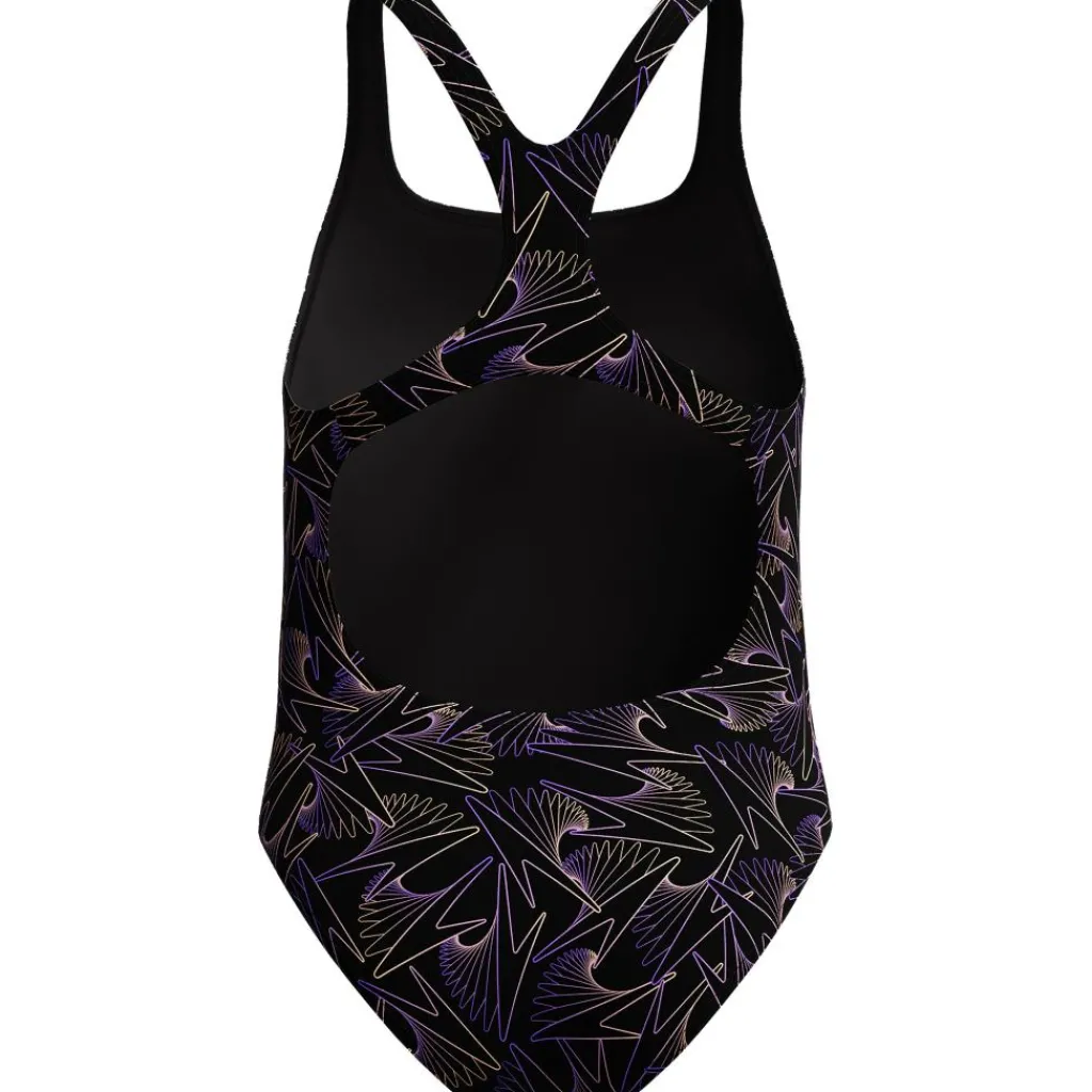 Speedo Hyperboom Medalist Allover Print badpak junior black peach< Badpakken