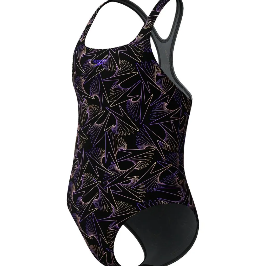 Speedo Hyperboom Medalist Allover Print badpak junior black peach< Badpakken