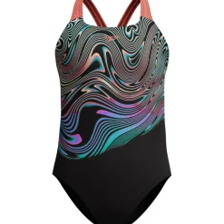 Badpakken-Speedo Placement Powerback badpak junior black orange