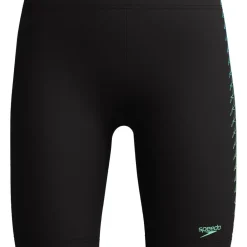 Speedo Plastisol Placement Jammer zwemboxer junior black green< Zwembroek