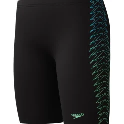 Speedo Plastisol Placement Jammer zwemboxer junior black green< Zwembroek