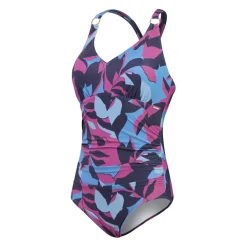 Badpakken-Speedo Shaping Printed V Neck badpak dames blue berry
