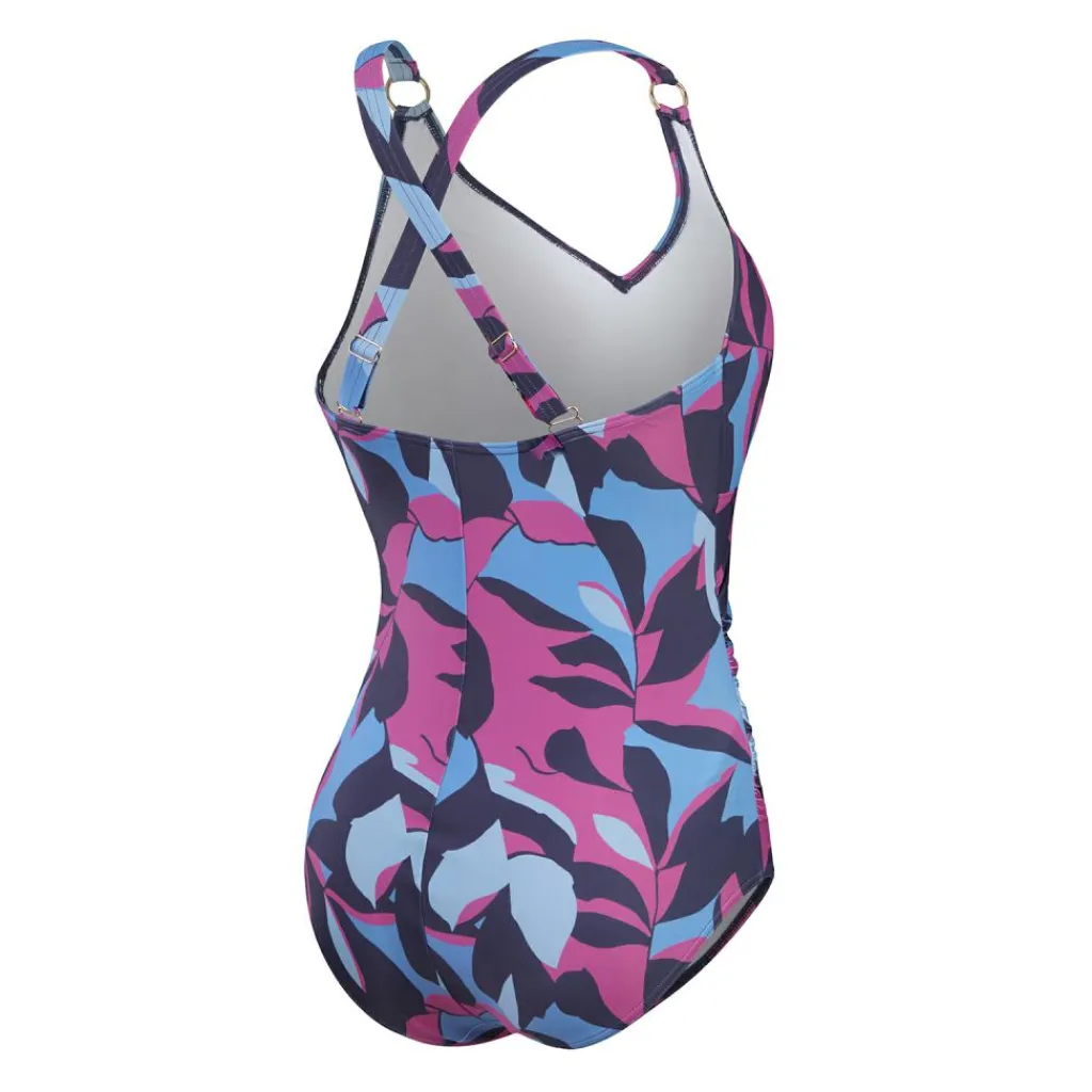 Badpakken-Speedo Shaping Printed V Neck badpak dames blue berry