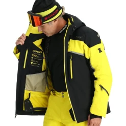 Ski Jassen|Wintersport-Spyder Leader winterjas heren acid yellow