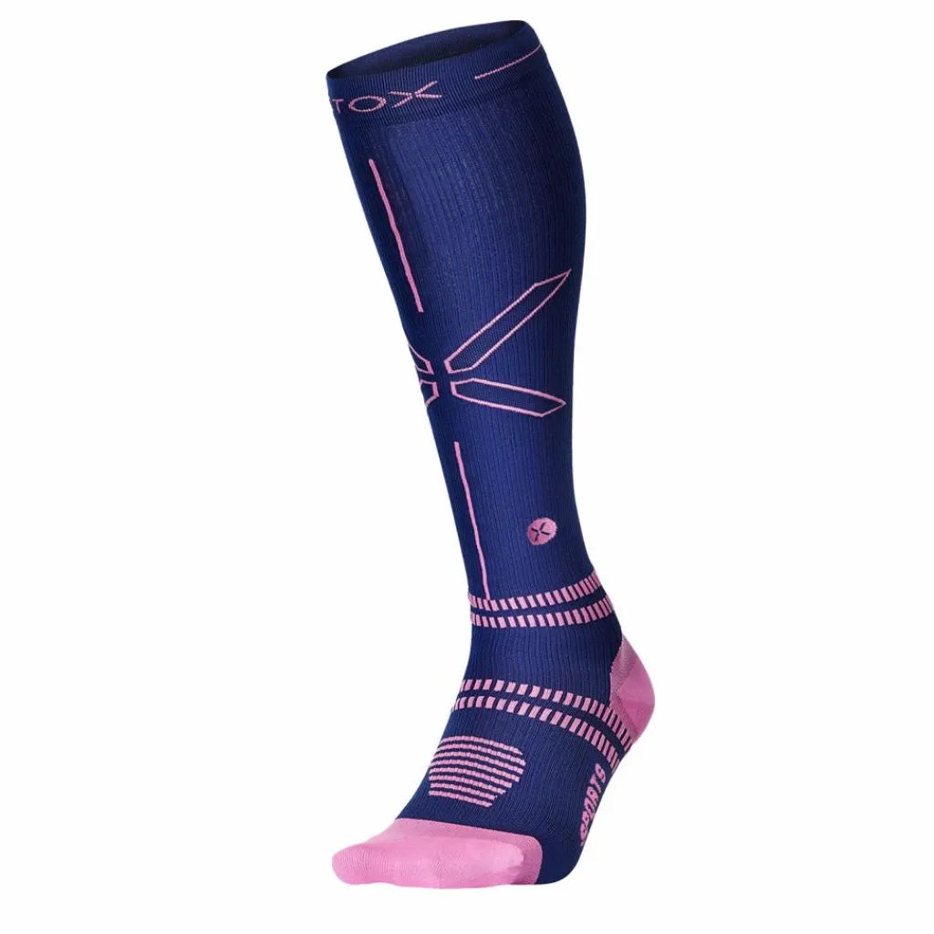 STOX Energy Socks Sports hardloop compressiesokken dames dark blue pink< Hardloopkleding