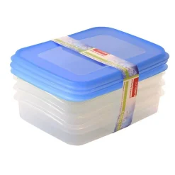 Sunware Club Cuisine vershouddoos 700 ml transparant blauw 3-pack< Vershouddozen