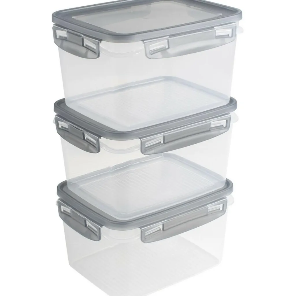 Sunware Club Cuisine vershouddoos 1,5 liter transparant grijs 3-pack< Vershouddozen