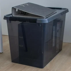 Opbergboxen & Kratten-Sunware Comfort line opbergbox 72 liter transparant grijs zwart