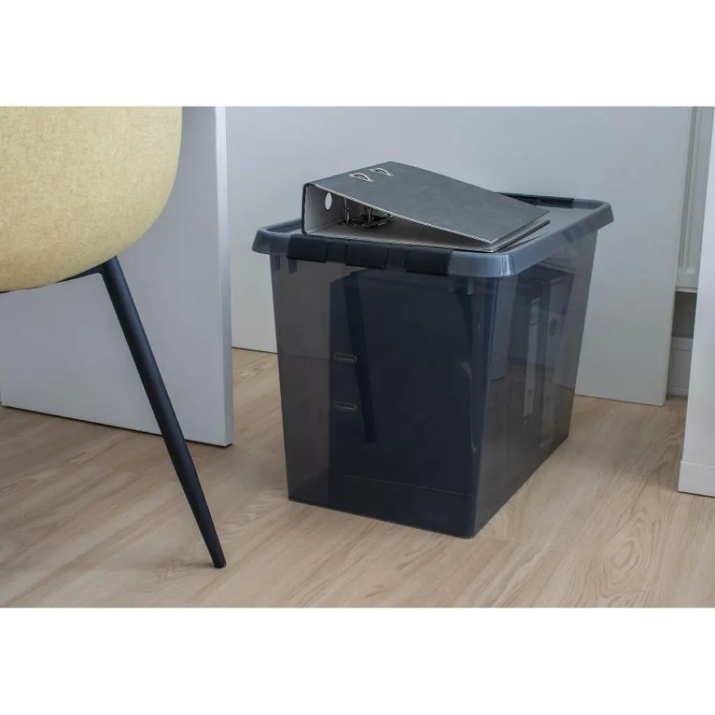Opbergboxen & Kratten-Sunware Comfort line opbergbox 72 liter transparant grijs zwart