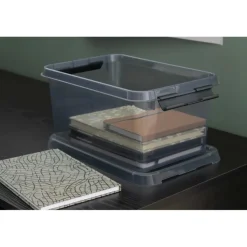 Sunware Comfort Line opbergbox 6 liter transparant grijs zwart< Opbergboxen & Kratten