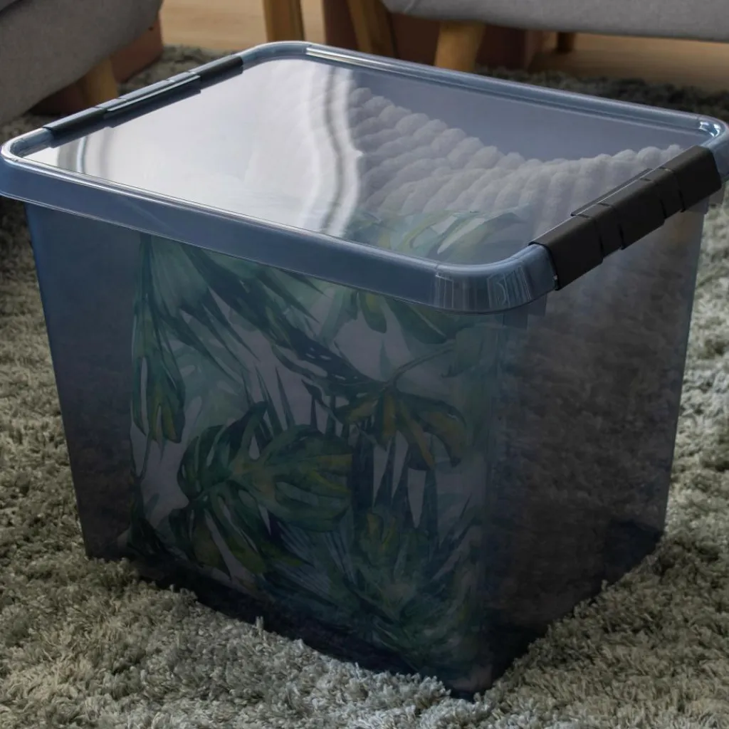 Opbergboxen & Kratten-Sunware Comfort Line opbergbox 52 liter transparant grijs zwart