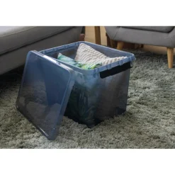 Opbergboxen & Kratten-Sunware Comfort Line opbergbox 52 liter transparant grijs  zwart