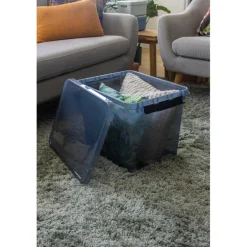 Opbergboxen & Kratten-Sunware Comfort Line opbergbox 52 liter transparant grijs zwart