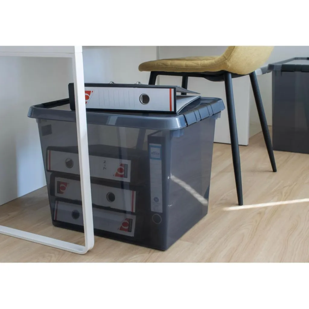 Opbergboxen & Kratten-Sunware Comfort Line opbergbox 52 liter transparant grijs zwart