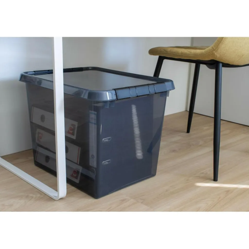 Opbergboxen & Kratten-Sunware Comfort Line opbergbox 52 liter transparant grijs zwart