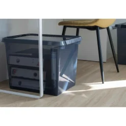 Opbergboxen & Kratten-Sunware Comfort Line opbergbox 52 liter transparant grijs zwart