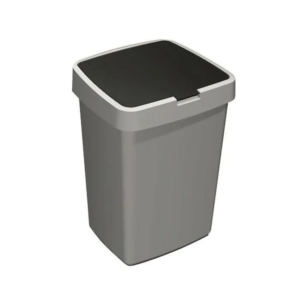 Sunware Delta prullenbak met klep 25 liter metaal zwart< Emmers & Bakken