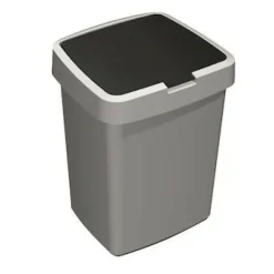 Sunware Delta prullenbak met klep 10 liter grijs zwart< Emmers & Bakken