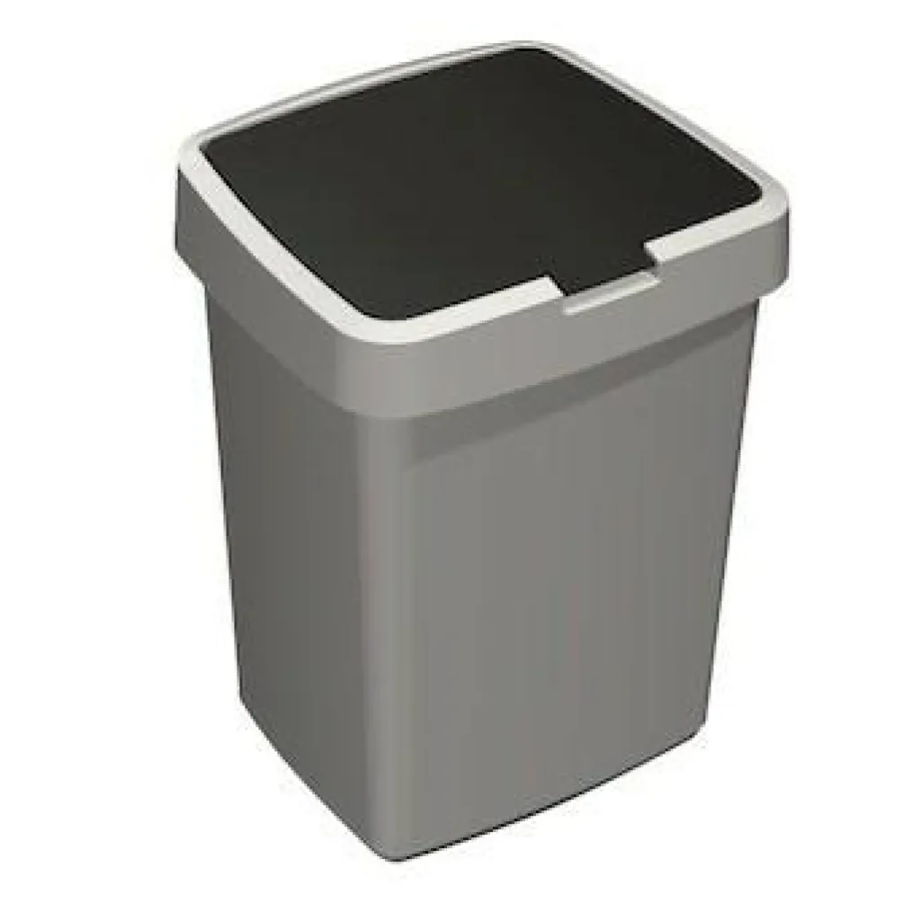 Sunware Delta prullenbak met klep 10 liter grijs zwart< Emmers & Bakken