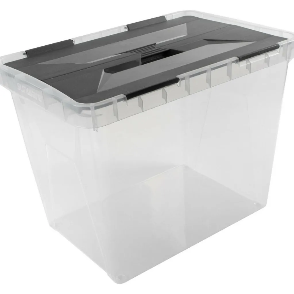 Sunware Onyx opbergbox 25 liter transparant antraciet< Opbergboxen & Kratten