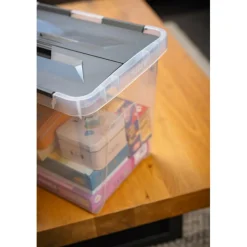 Sunware Onyx opbergbox 25 liter transparant antraciet< Opbergboxen & Kratten