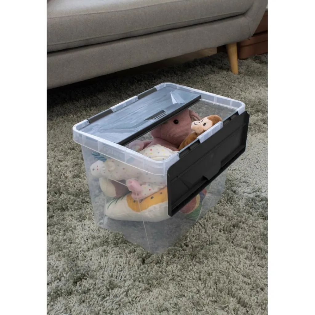 Sunware Onyx opbergbox 25 liter transparant antraciet< Opbergboxen & Kratten