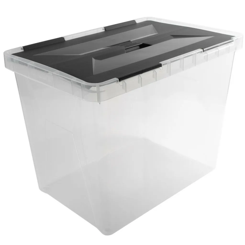 Opbergboxen & Kratten-Sunware Onyx opbergbox 40 liter transparant antraciet