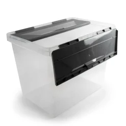 Opbergboxen & Kratten-Sunware Onyx opbergbox 40 liter transparant antraciet