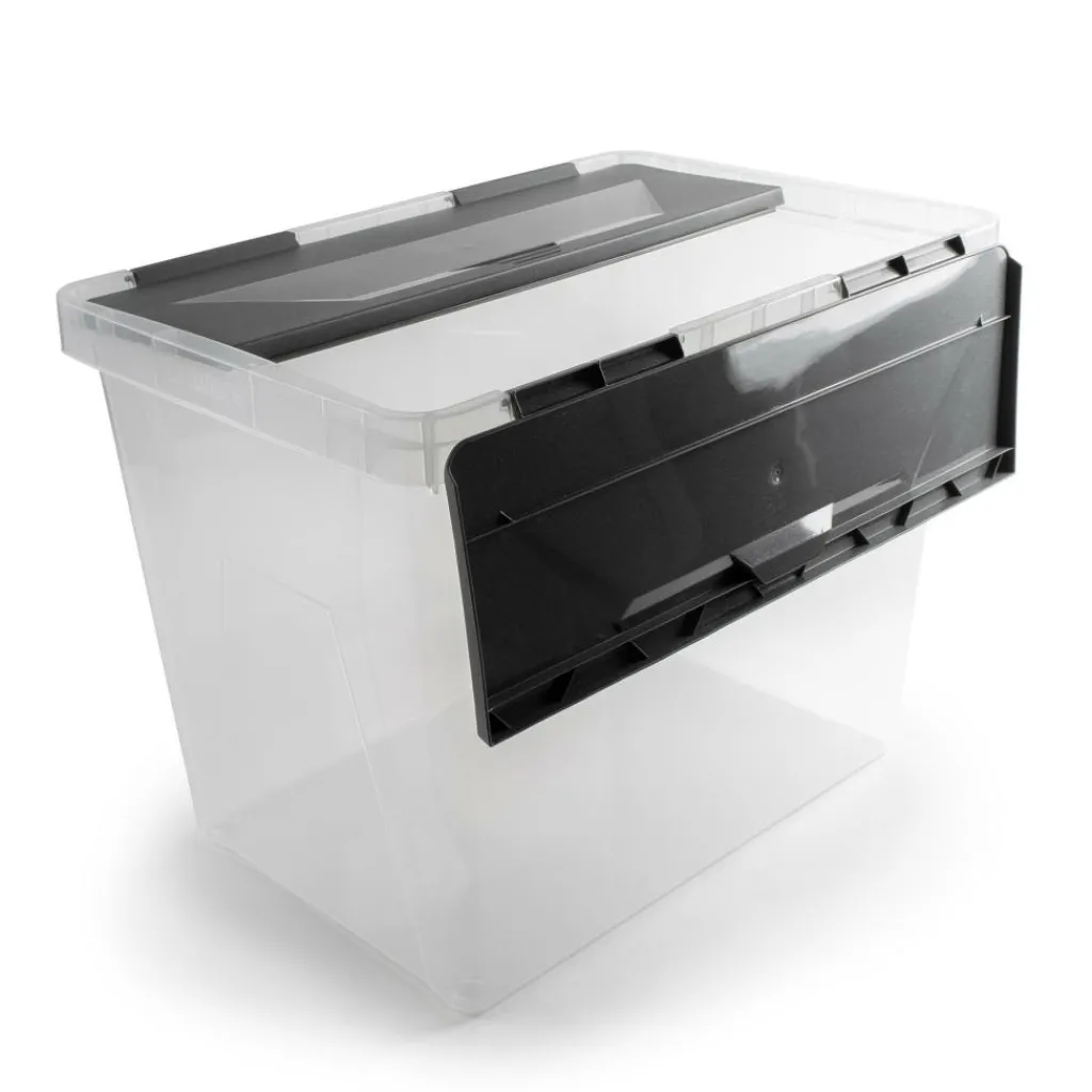 Opbergboxen & Kratten-Sunware Onyx opbergbox 40 liter transparant antraciet