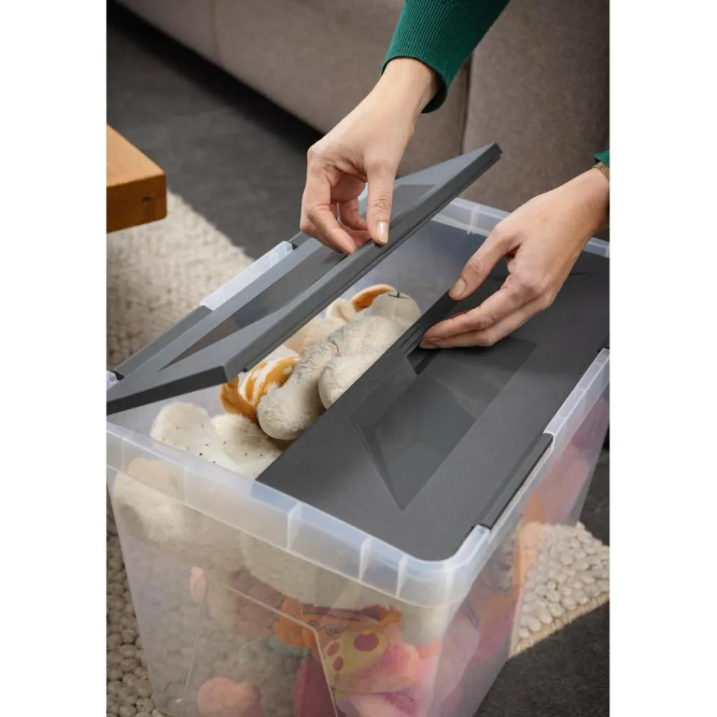 Opbergboxen & Kratten-Sunware Onyx opbergbox 40 liter transparant antraciet