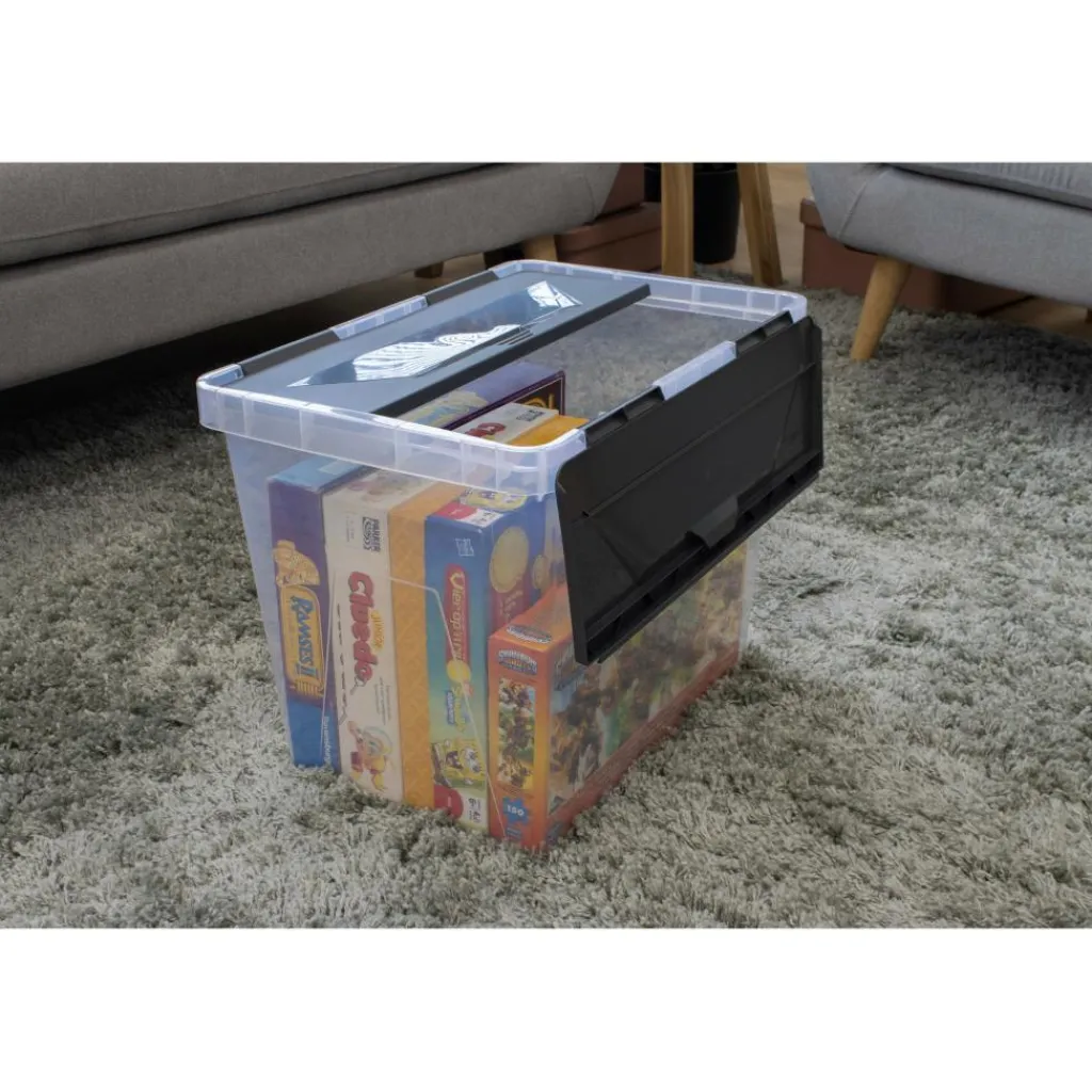 Opbergboxen & Kratten-Sunware Onyx opbergbox 40 liter transparant antraciet