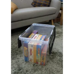 Opbergboxen & Kratten-Sunware Onyx opbergbox 40 liter transparant antraciet