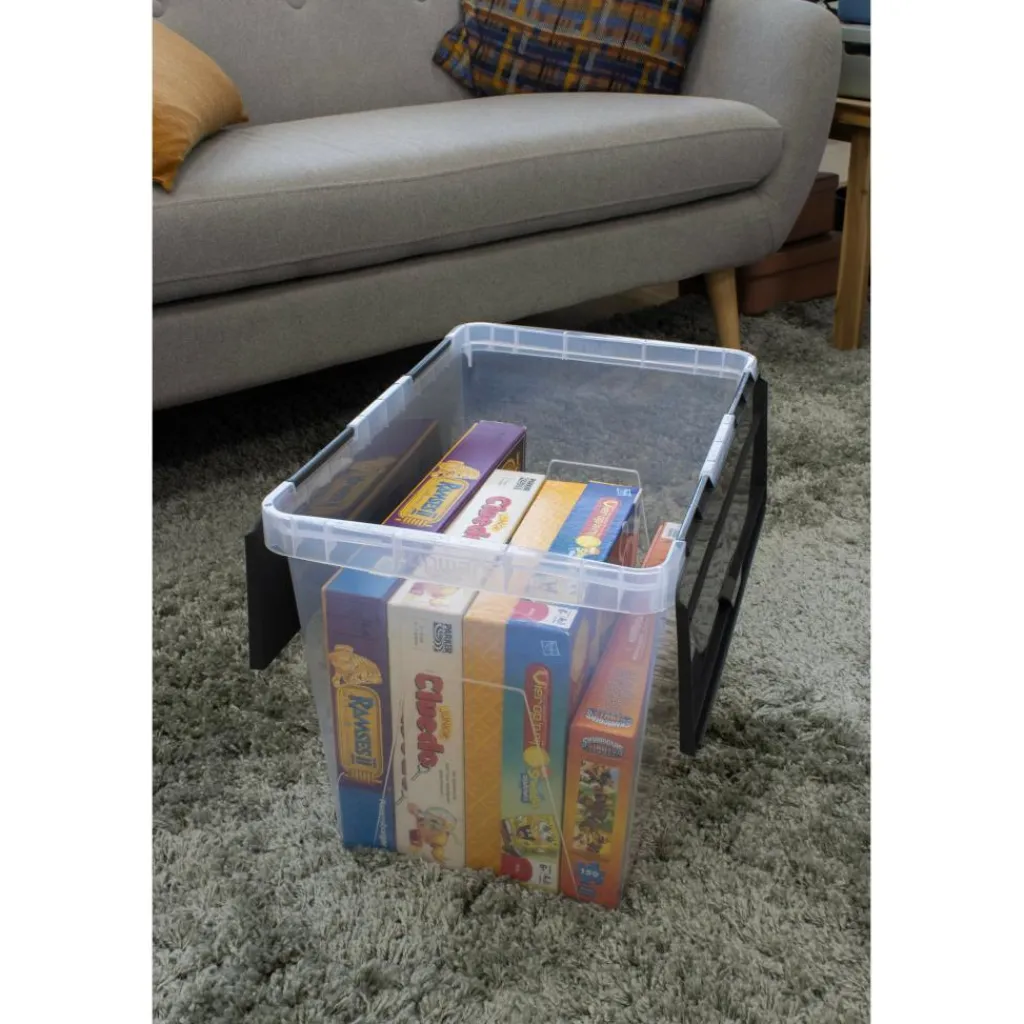 Opbergboxen & Kratten-Sunware Onyx opbergbox 40 liter transparant antraciet