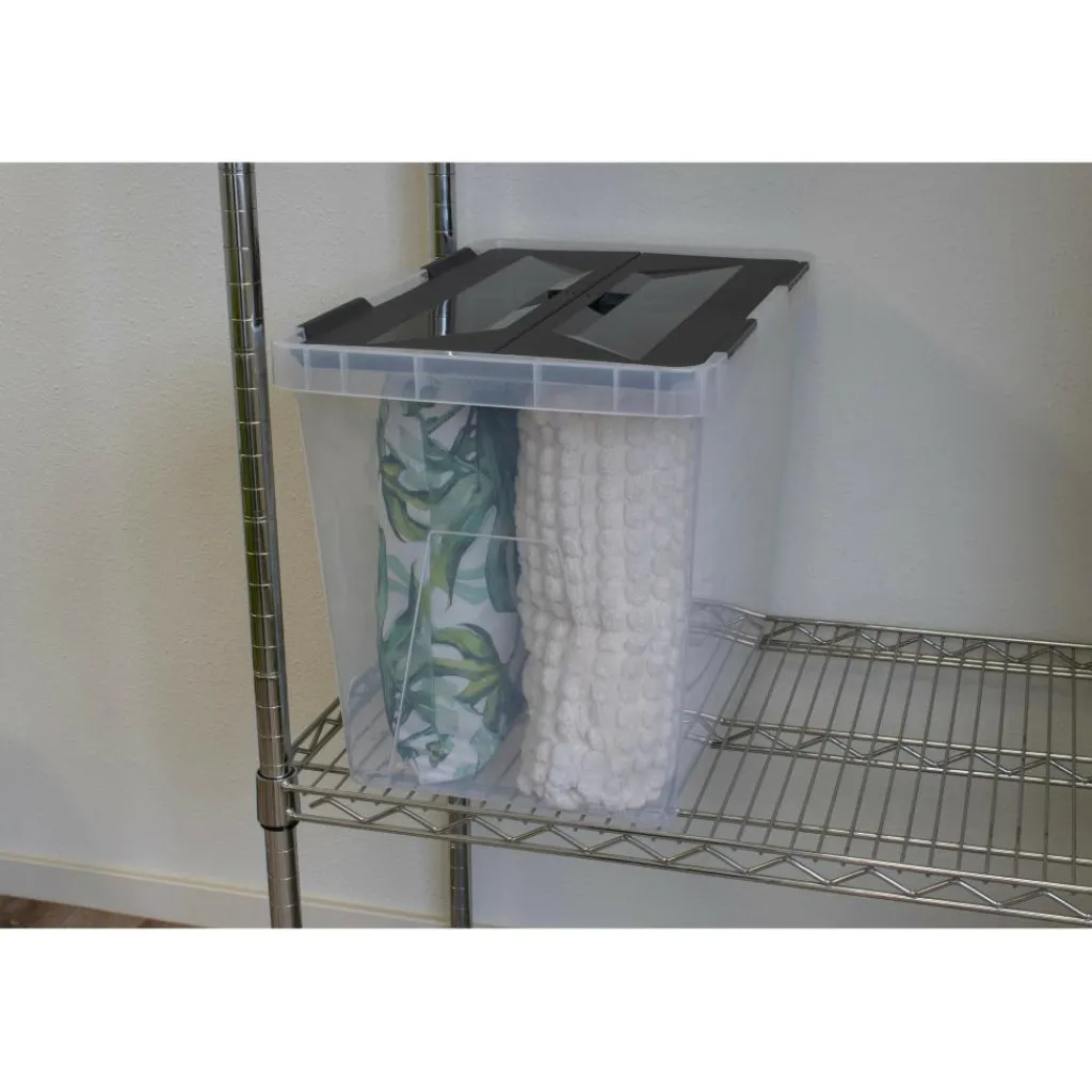 Opbergboxen & Kratten-Sunware Onyx opbergbox 40 liter transparant antraciet