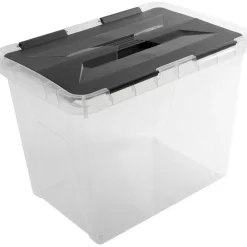 Opbergboxen & Kratten-Sunware Onyx opbergbox 15 liter transparant antraciet